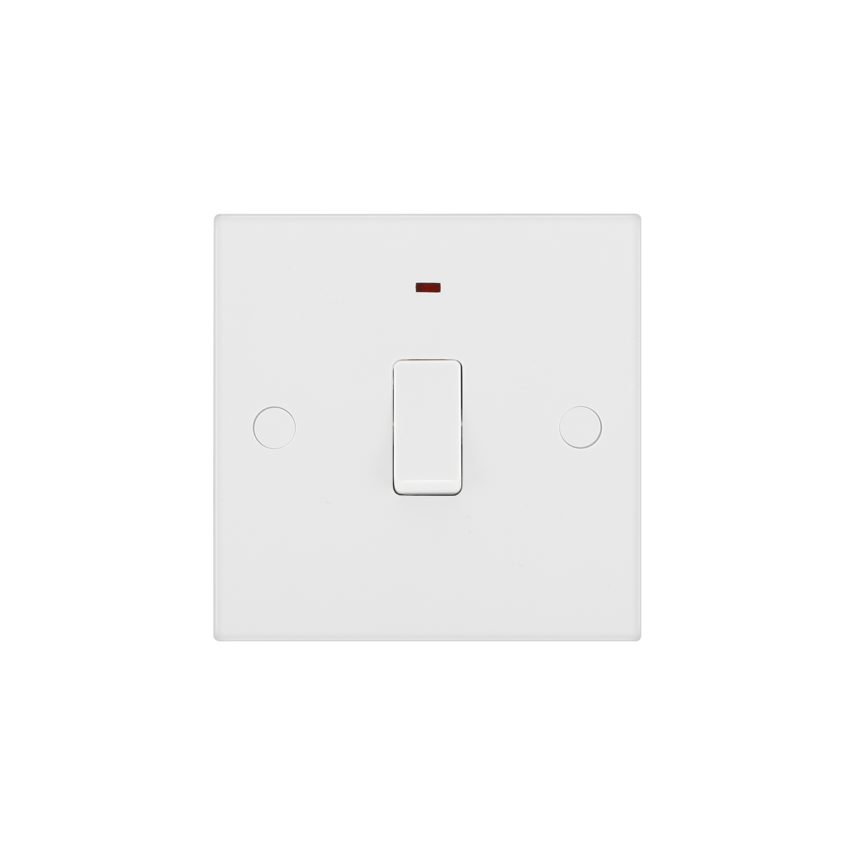 20A Double Pole Switch with LED Indicator – Square Edge White – BG 931-0J front view