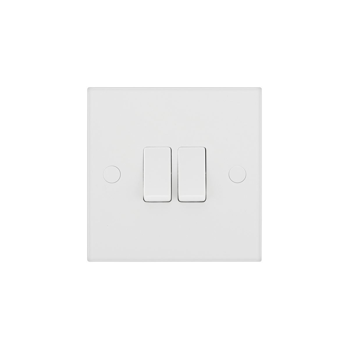 Light Switch 2 Gang 2 Way – Square Edge White – BG 942-02 front view