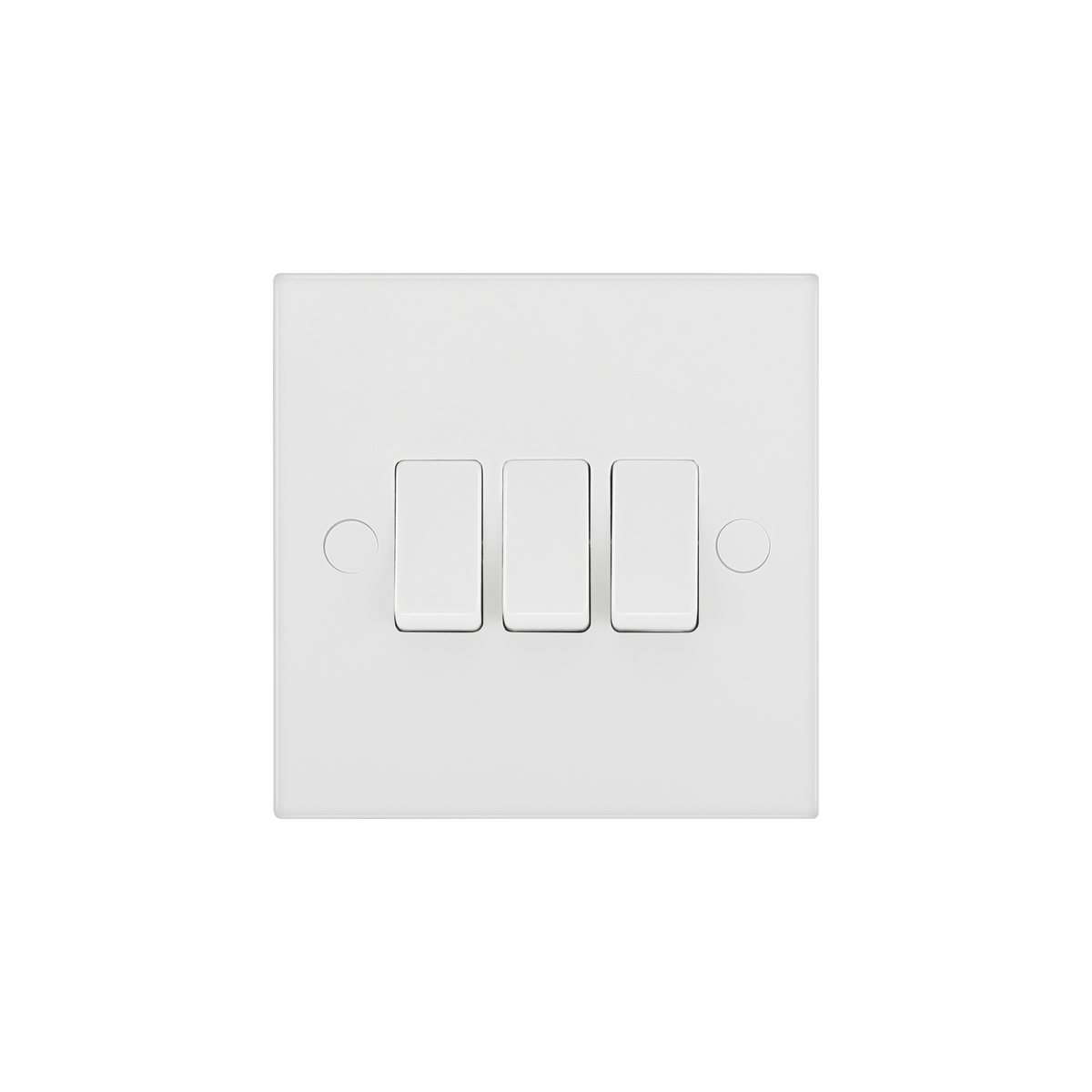 Light Switch 3 Gang 2 Way – Square Edge White – BG 943-02 front view