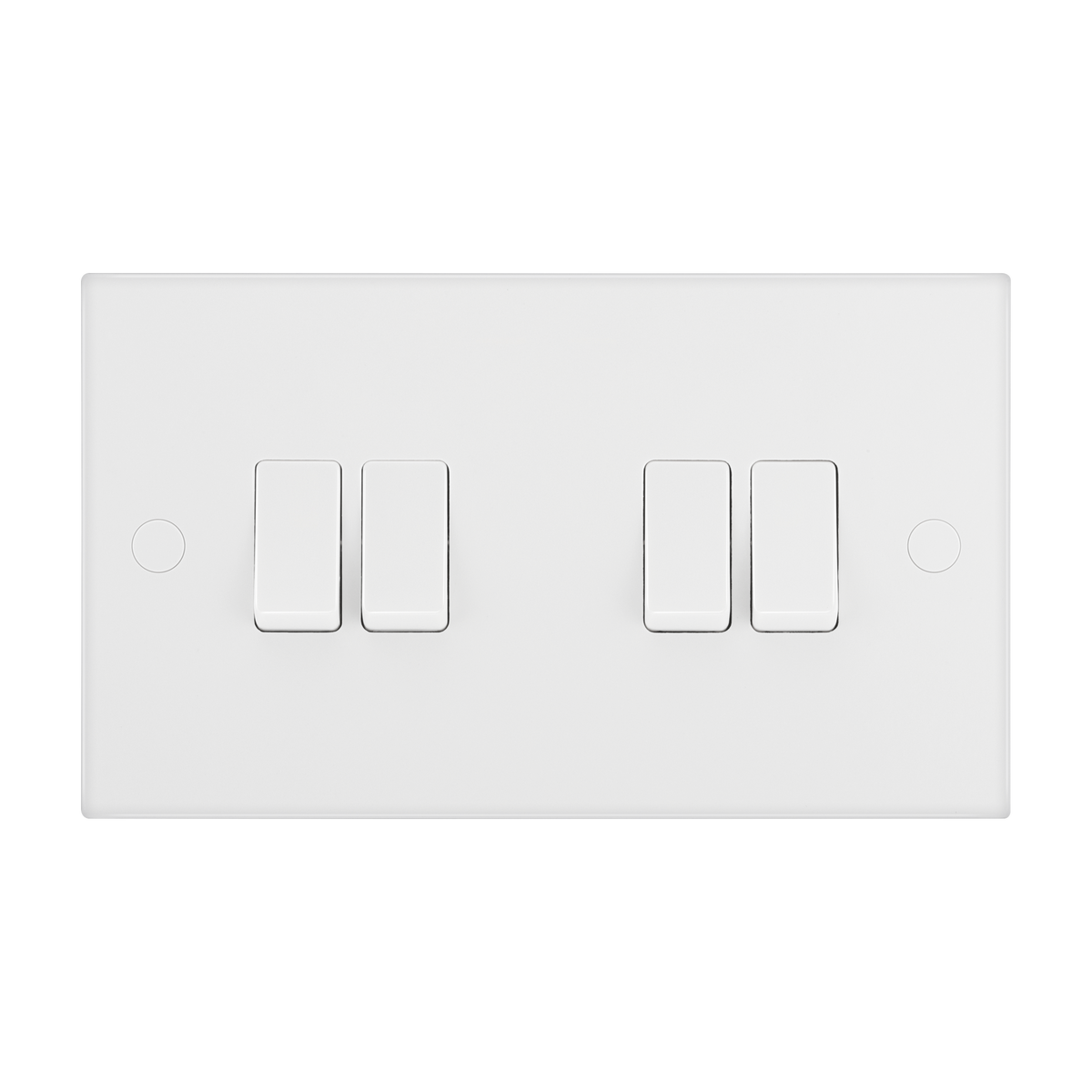 Light Switch 4 Gang 2 Way – Square Edge White – BG 944-02 front view