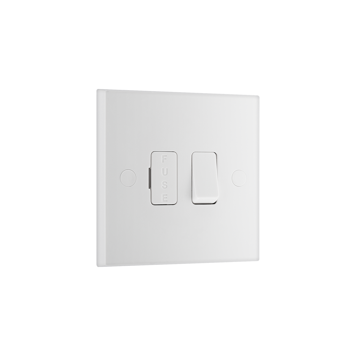 Switched Fused Connection Unit 13A – Square Edge White – BG 950-0J angled view