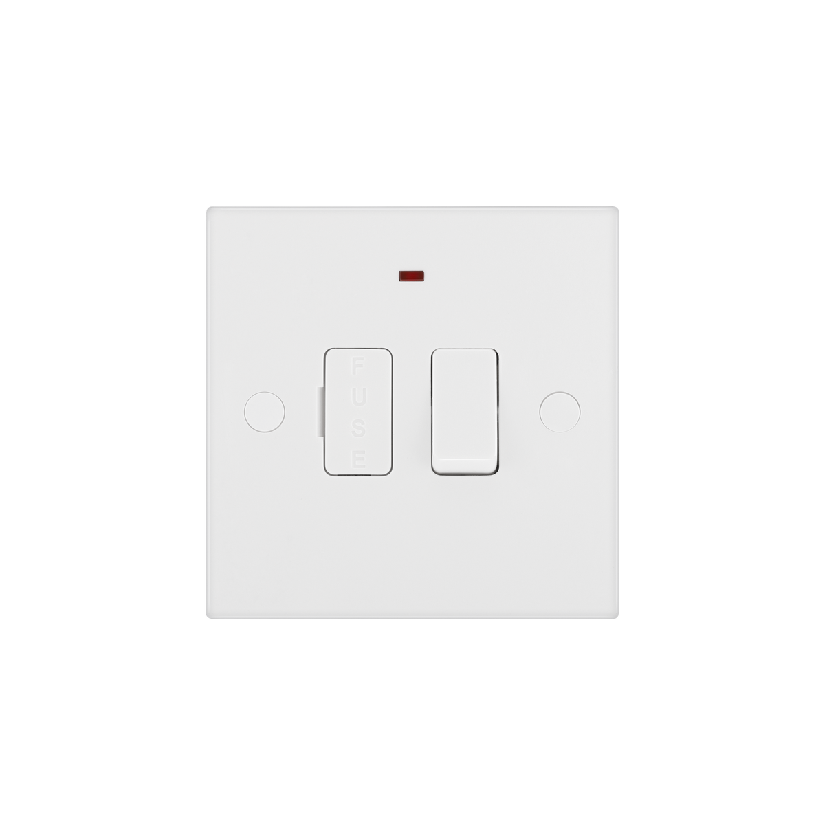 Switched Fused Connection Unit 13A with LED Indicator – Square Edge White – BG 951-0J front view