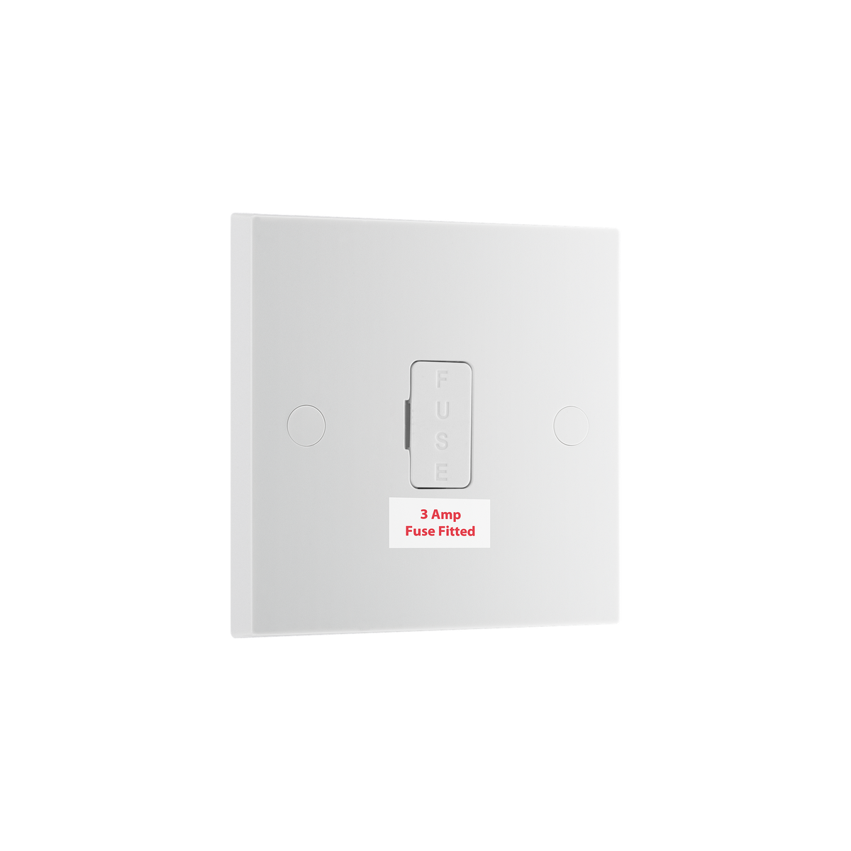 3A Unswitched Fused Connection Unit – Square Edge White – BG 953-01 angled view