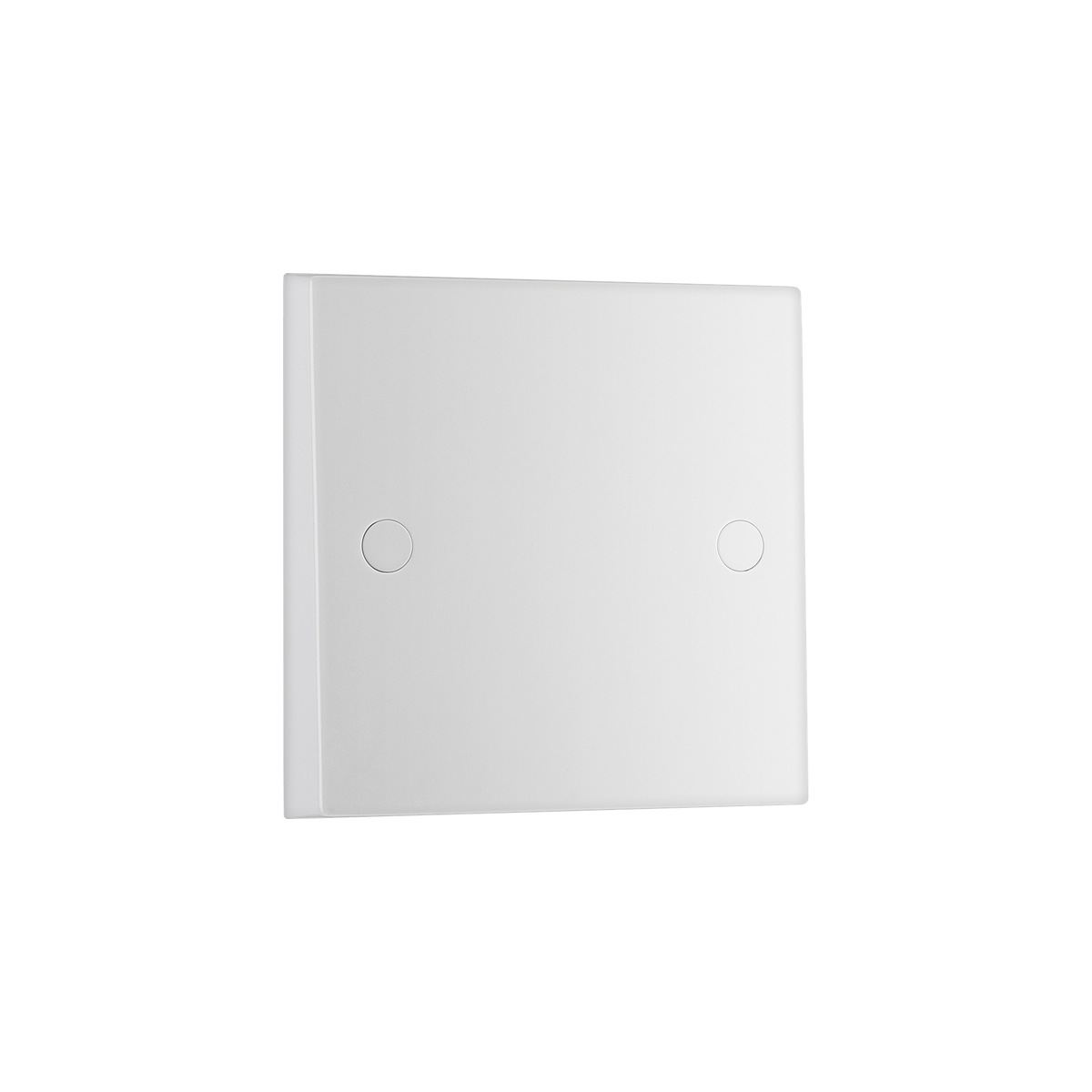 25A Single Flex Outlet Plate Bottom Entry – Square Edge White – BG 954-0J angled view