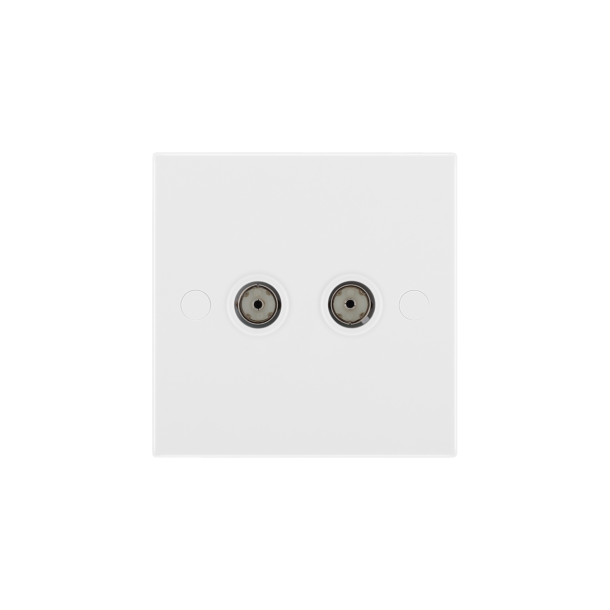 Double Isolated Co-Ax Aerial Socket for TV or FM – Square Edge White – BG 963-0J front view