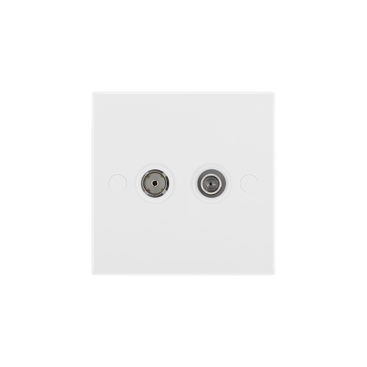 TV/FM/Satellite Co-Ax Socket – Square Edge White – BG 965-0J front view