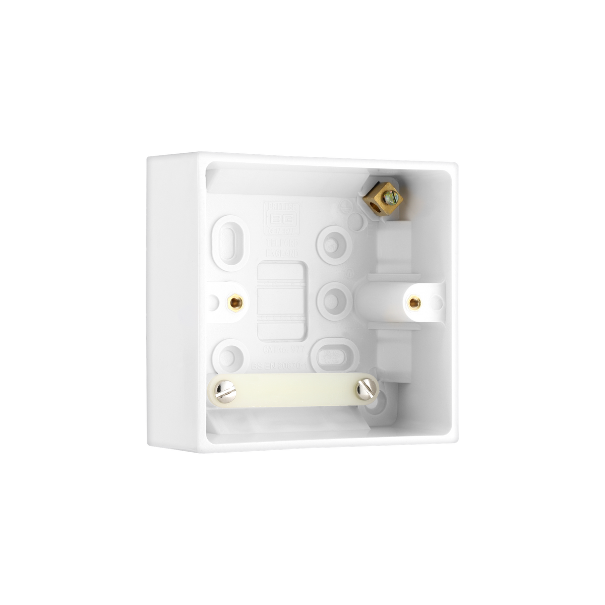 Single Surface Box 45mm – Square Edge White – BG 977-01 angled view