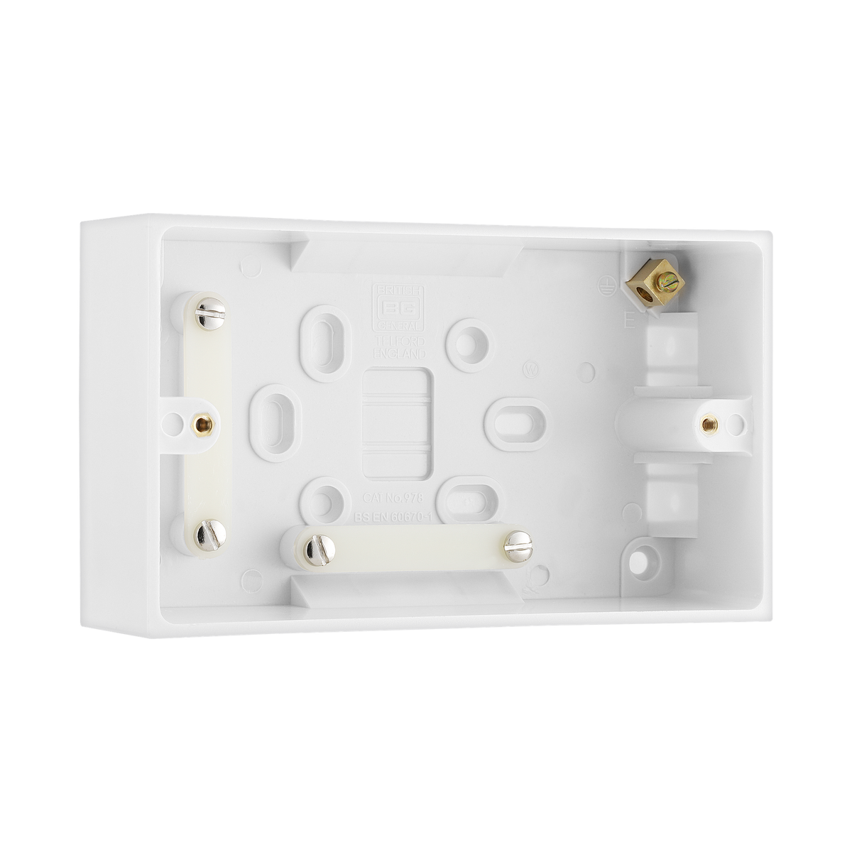 Double Surface Box 45mm – Square Edge White – BG 978-01 angled view