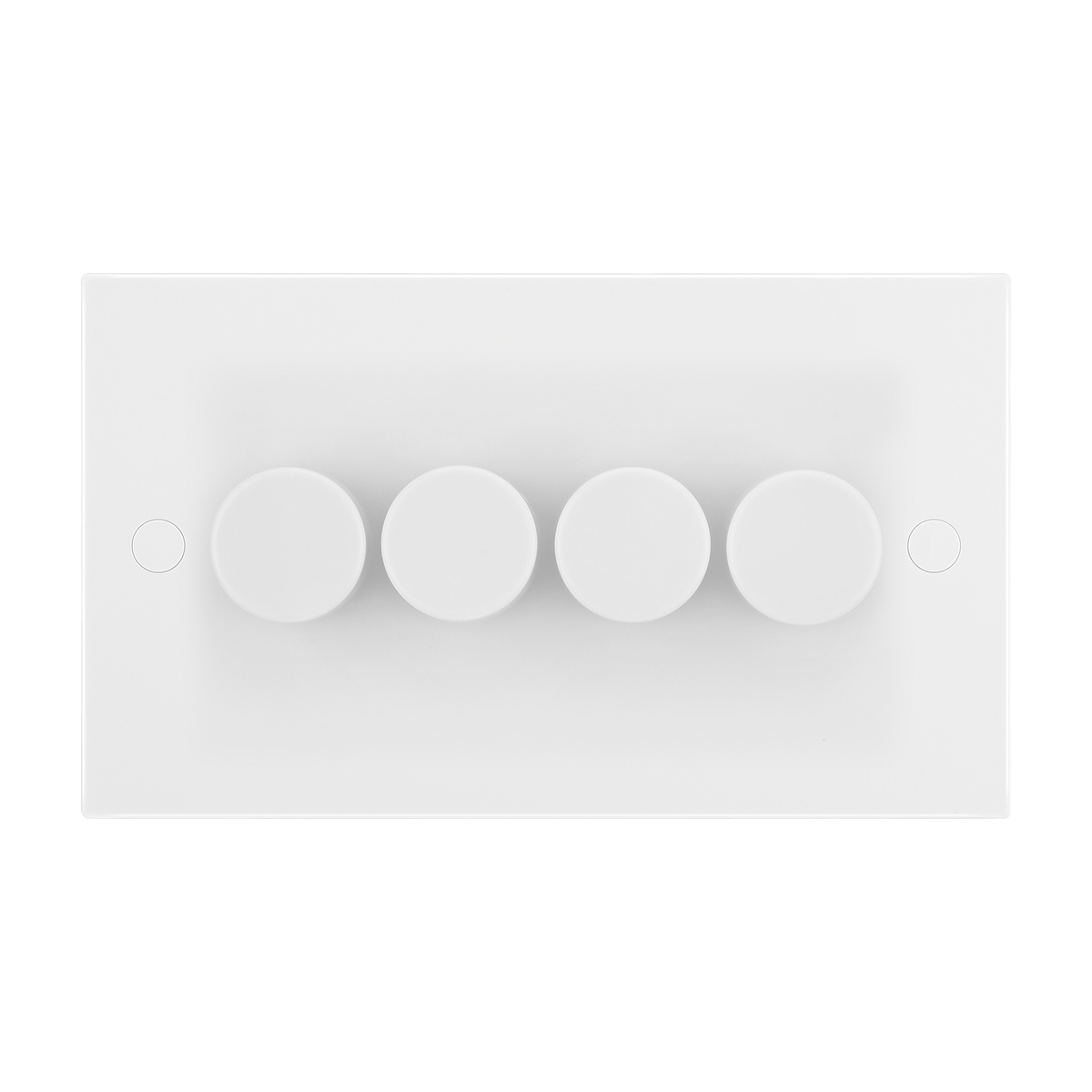 Quadruple Dimmer Switch 2 Way, Trailing Edge 200W – Square Edge White – BG 984-0J front view