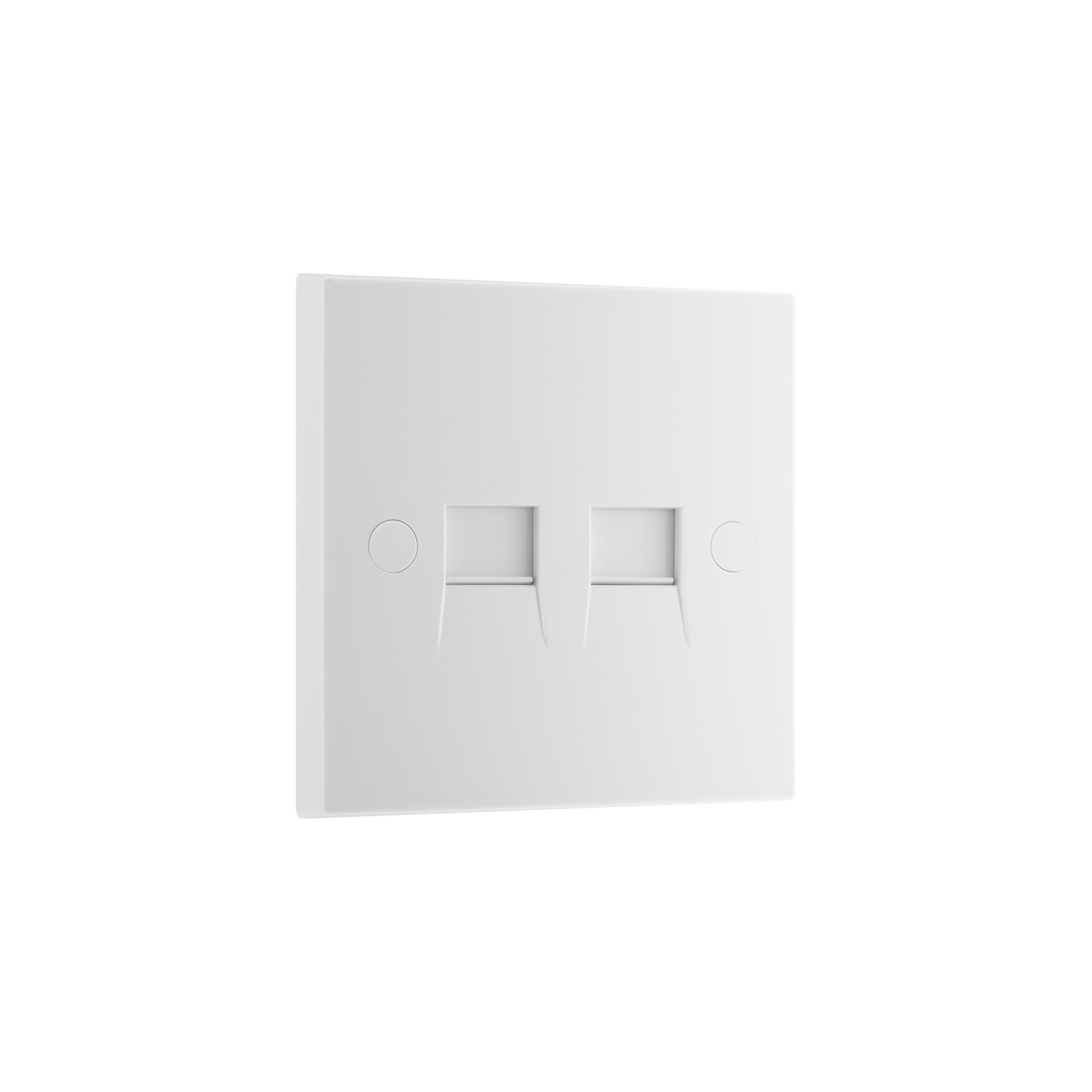 Double Master Telephone Socket (Screw Terminals) – Square Edge White – BG 9BTM/2-0J angled view