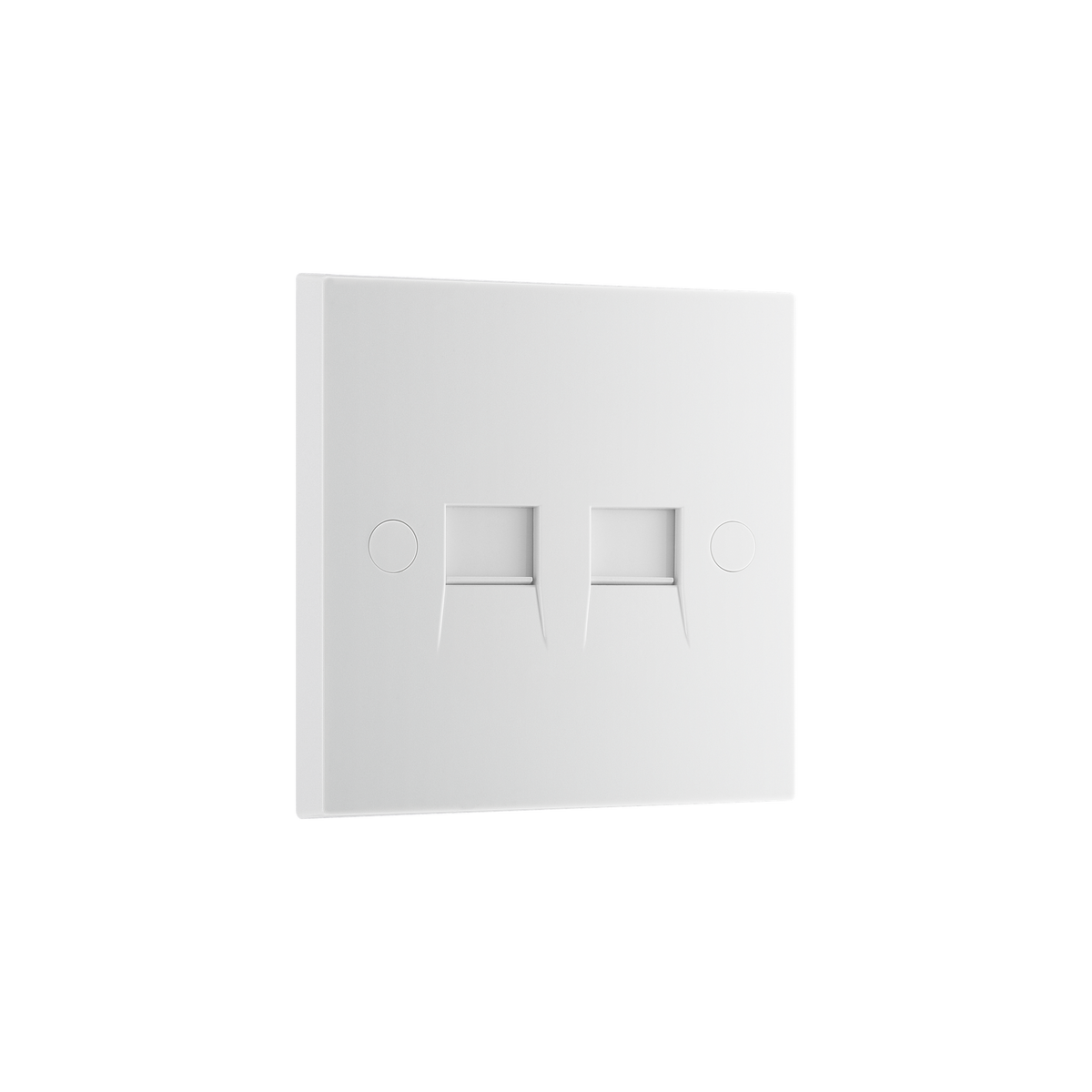 Double RJ11 Telephone Socket (Screw Terminals) – Square Edge White – BG 9RJ11/2-0J angled view
