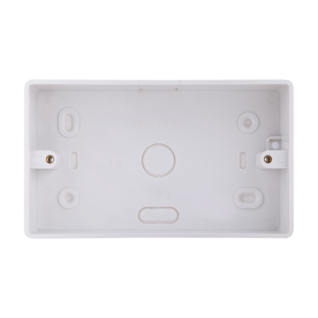 PVC Double Surface Box 32mm – Rounded Edge White – BG CMP8232-01 front view