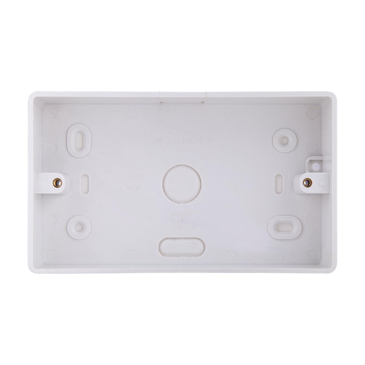 PVC Double Surface Box 32mm – Rounded Edge White – BG CMP8232-01 front view