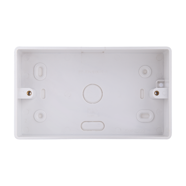 PVC Double Surface Box 32mm – Rounded Edge White – BG CMP8232-01 front view