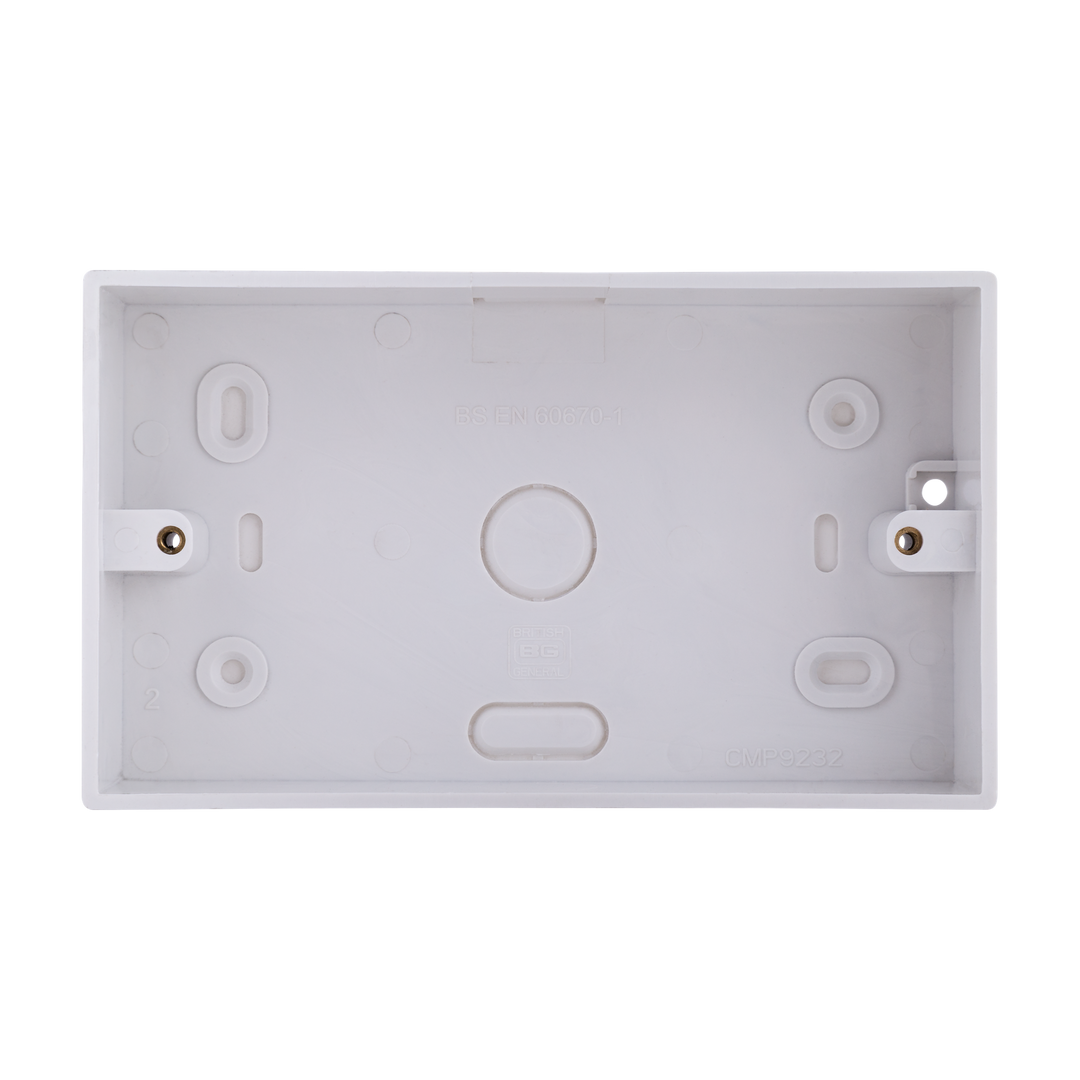 PVC Double Surface Box 32mm – Square Edge White – BG CMP9232-01 front view