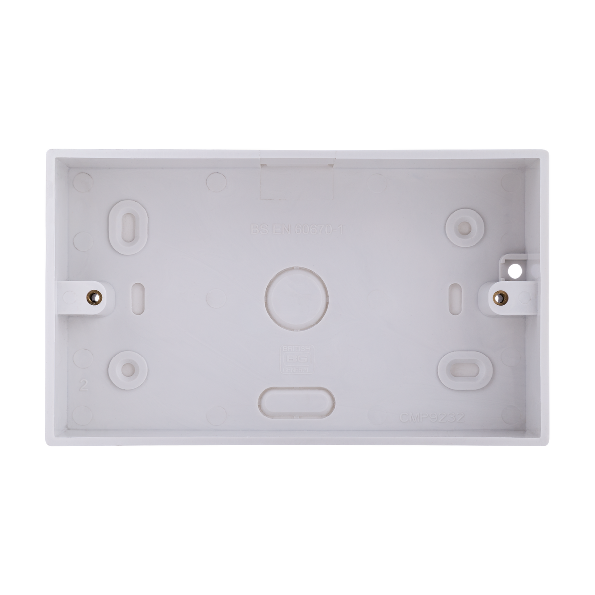 PVC Double Surface Box 32mm – Square Edge White – BG CMP9232-01 front view