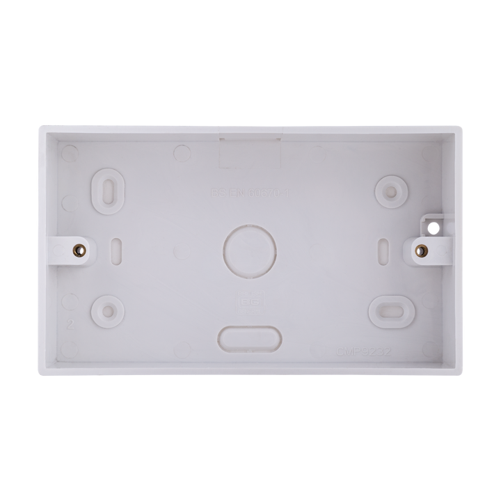 PVC Double Surface Box 32mm – Square Edge White – BG CMP9232-01 front view