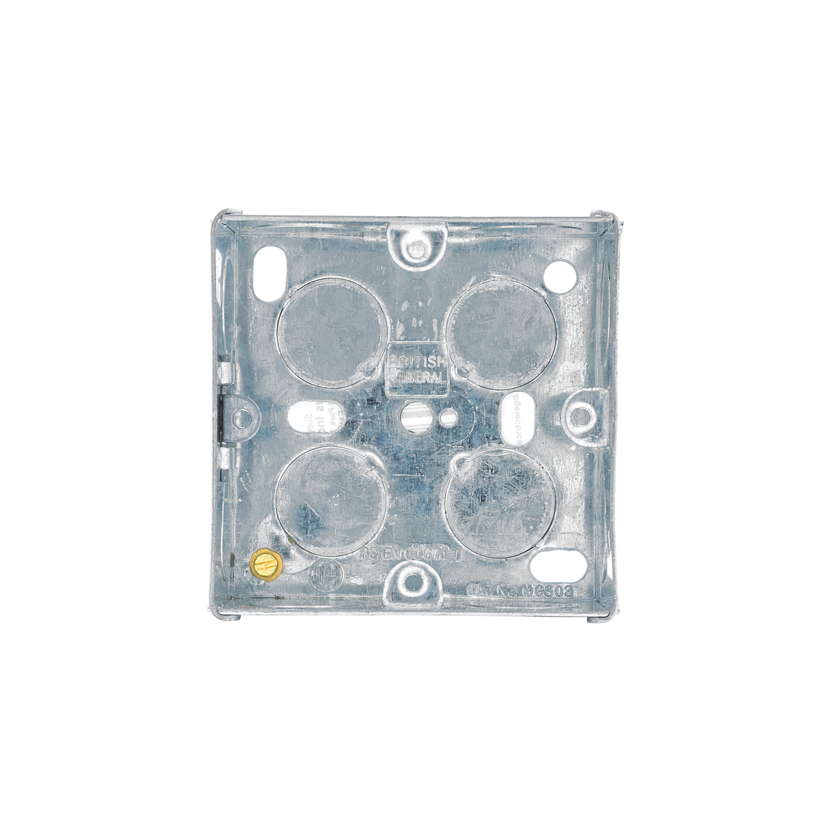 Galvanised Steel Back Box 1 Gang 35mm – BG HGS03-01 front view