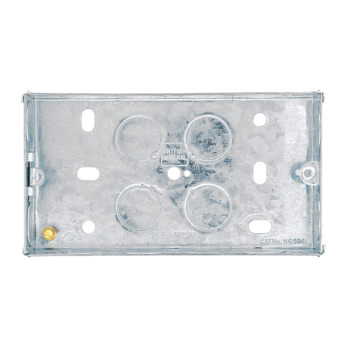 Galvanised Steel Back Box 2 Gang 25mm – BG HGS04-01 front view