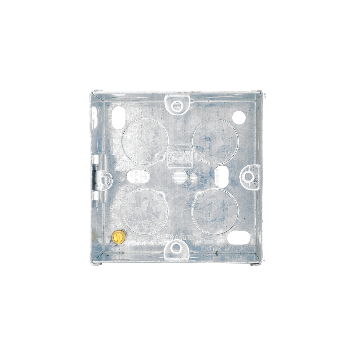 Galvanised Steel Back Box 1 Gang 47mm – BG HGS06-01 front view