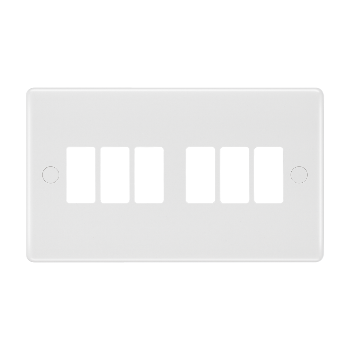 Euro Module Front Plate 6 Modules – Rounded Edge White – BG M86-01 front view
