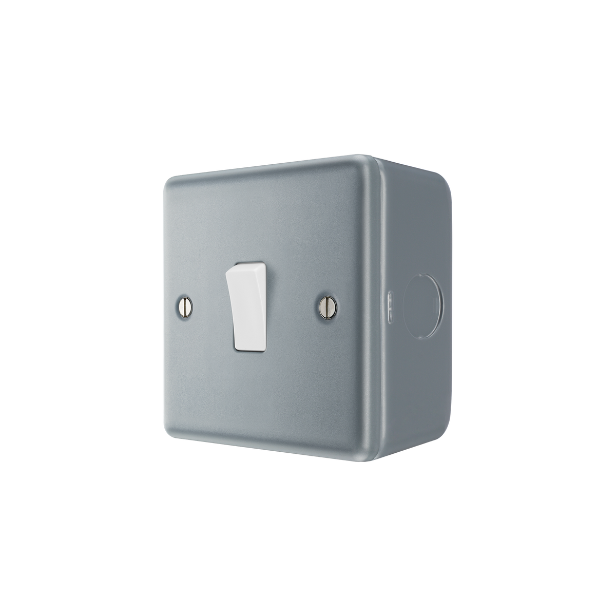Metal Clad Light Switch 1 Gang 2 Way 20A – BG MC512-02 angled view