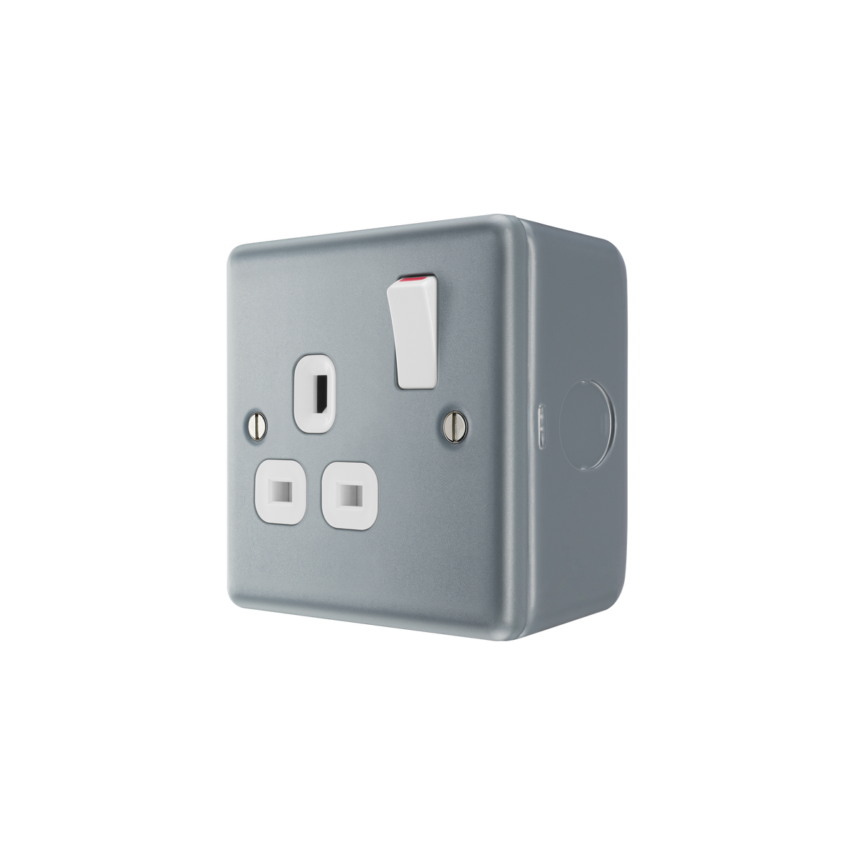 Metal Clad Single Switched Socket 13A – BG MC521-01 angled view
