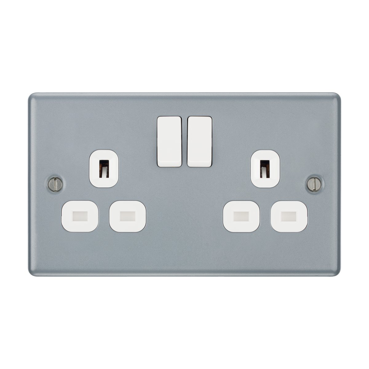 Metal Clad Double Switched Socket 13A – BG MC522-01 front view