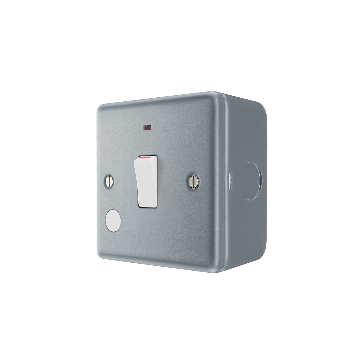 Metal Clad 20A Double Pole Switch with Indicator – BG MC531-01 angled view
