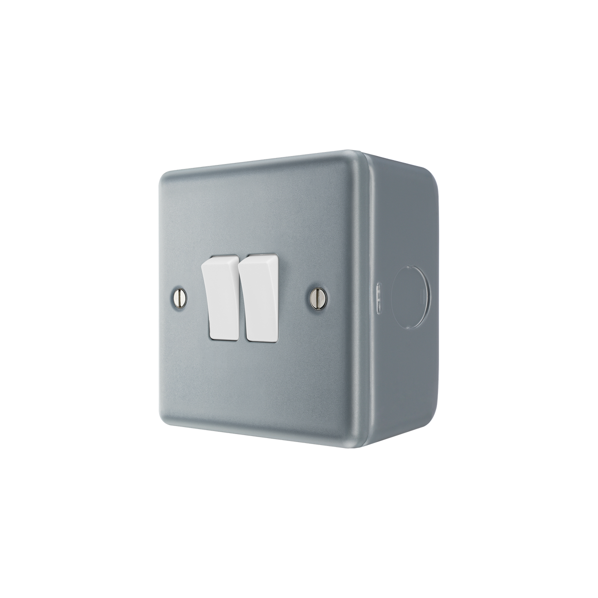 Metal Clad Light Switch 2 Gang 2 Way 20A – BG MC542-02 angled view