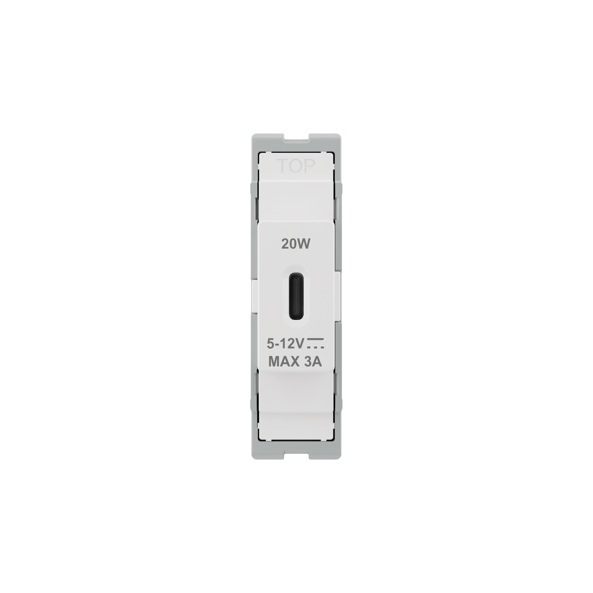 USB-C Fast Charge Socket Module, 20W – White – BG MUSBC20-01 front view