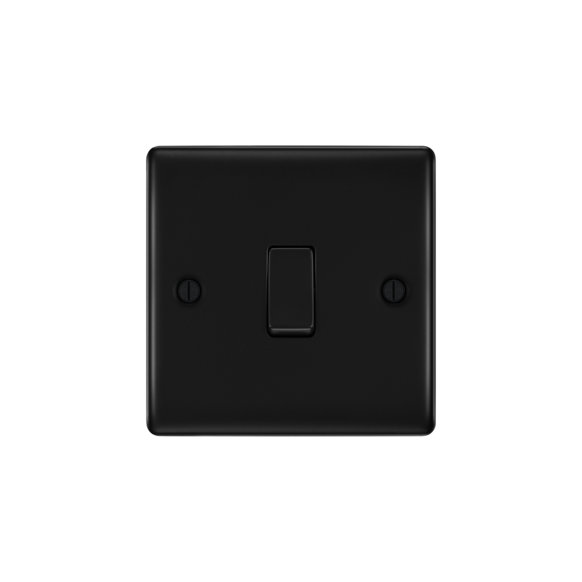 Matt Black Light Switch 1 Gang 2 Way 20A – BG NFB12-02 front view