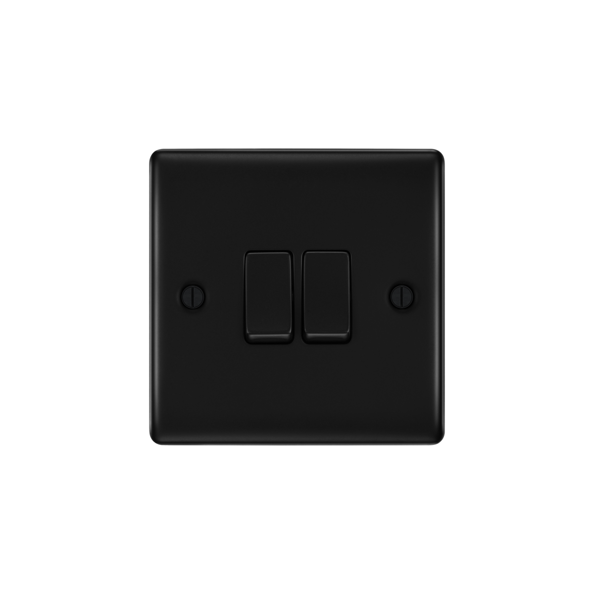 Matt Black Light Switch 2 Gang 2 Way 20A – BG NFB42-02 front view