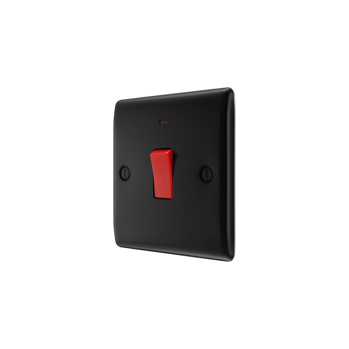 Matt Black 45A Cooker Switch Double Pole with LED – Single Plate – BG NFB74-01 angled view