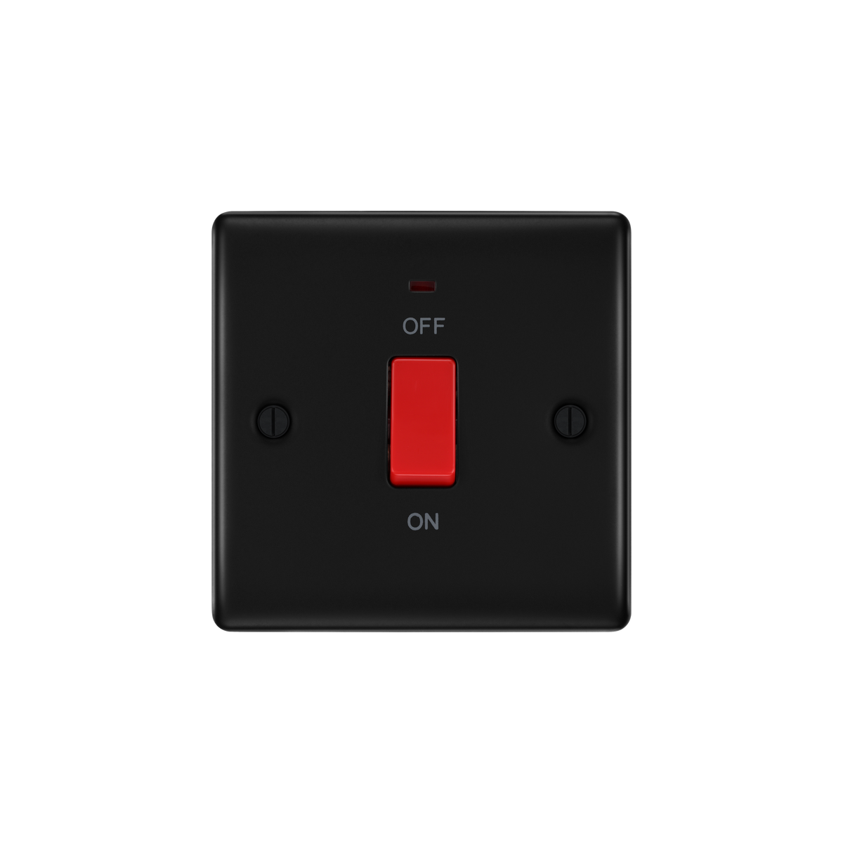 Matt Black 45A Cooker Switch Double Pole with LED – Single Plate – BG NFB74-01 front view