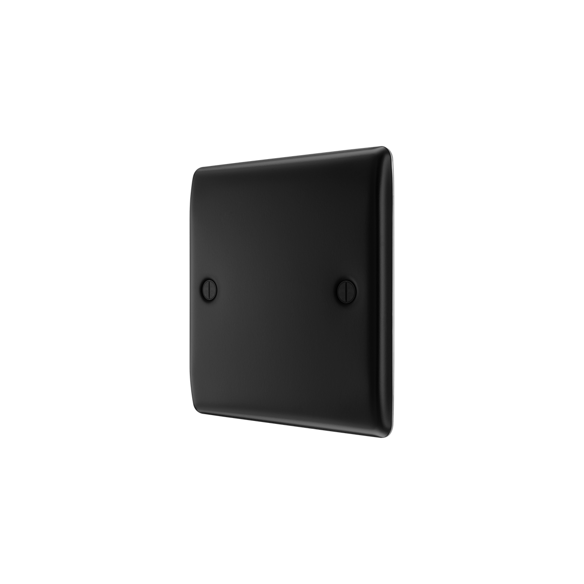 Matt Black Blank Plate 1 Gang – BG NFB94-01 angled view