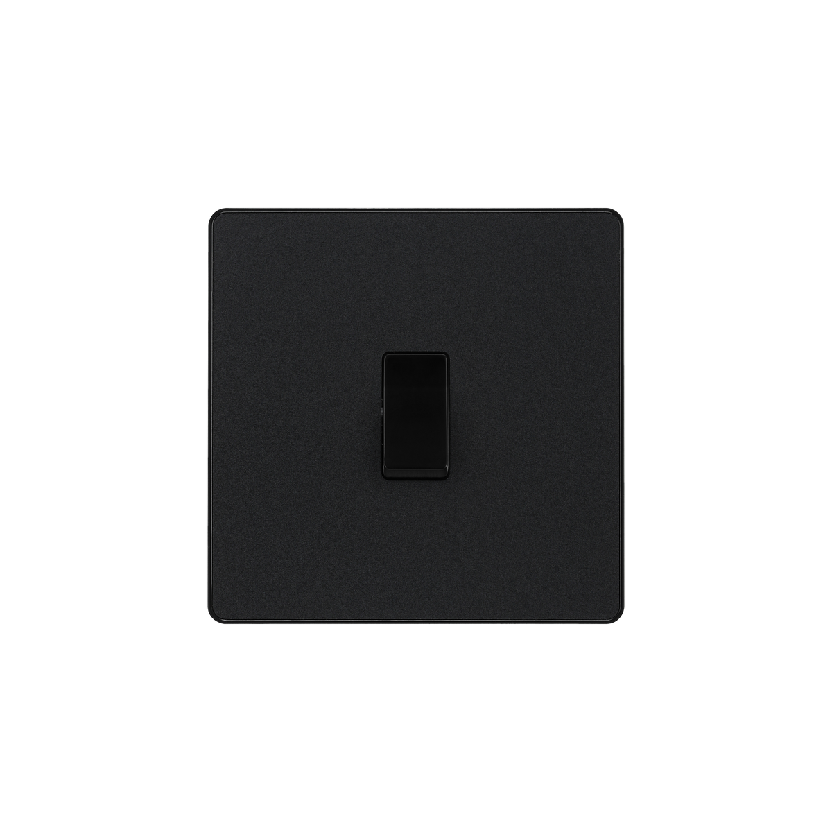 Matt Black Screwless Light Switch 1 Gang 2 Way 20A – BG PCDMB12B-02 front view