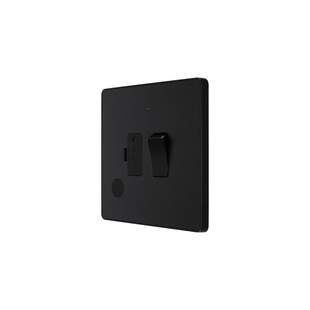 Matt Black Screwless 45A Cooker Switch Double Pole with LED – Single Plate – BG PCDMB74B-01 angled view