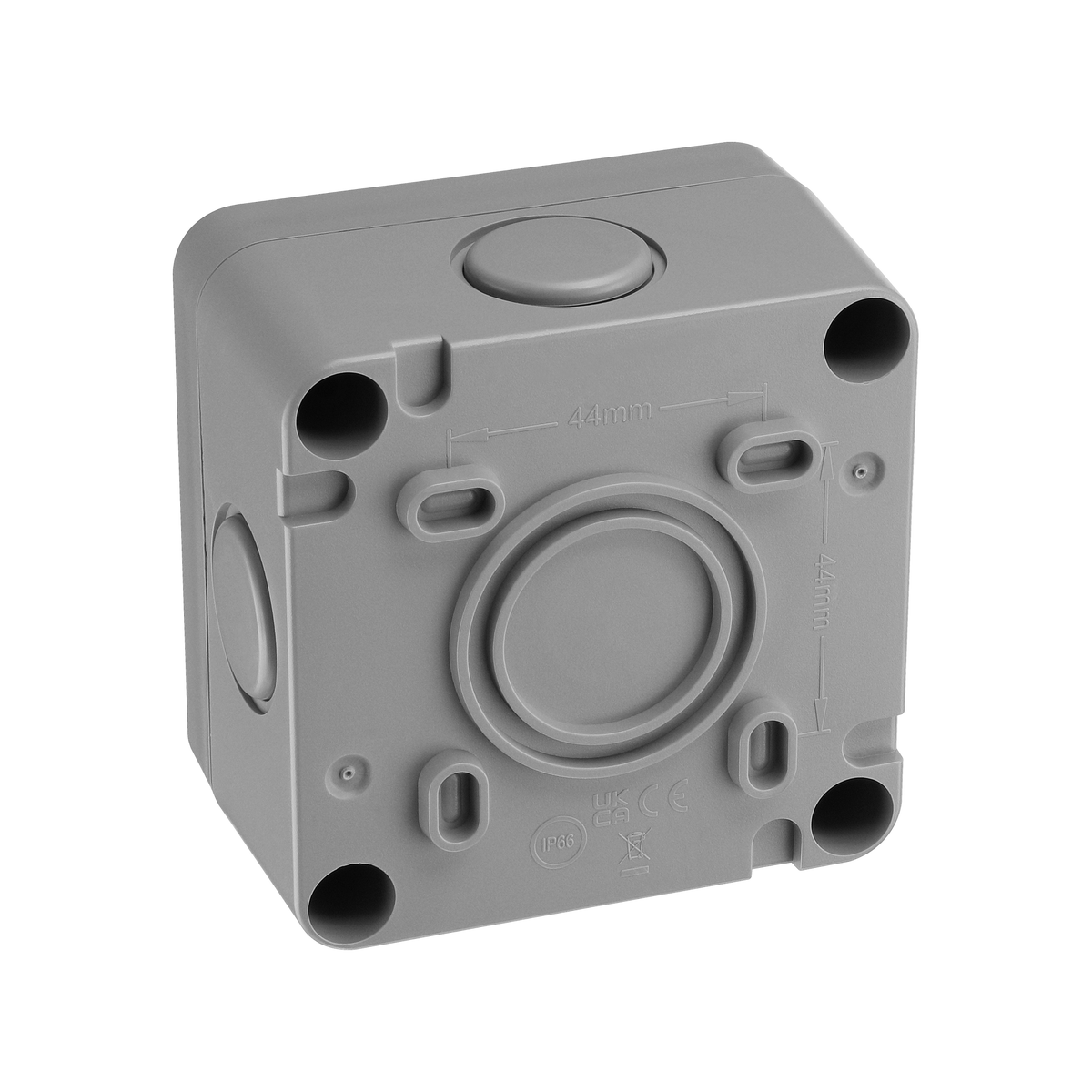 Outdoor Retractive 'Press' Switch 1 Gang 20A IP66 – Grey – BG WP14-02 product view
