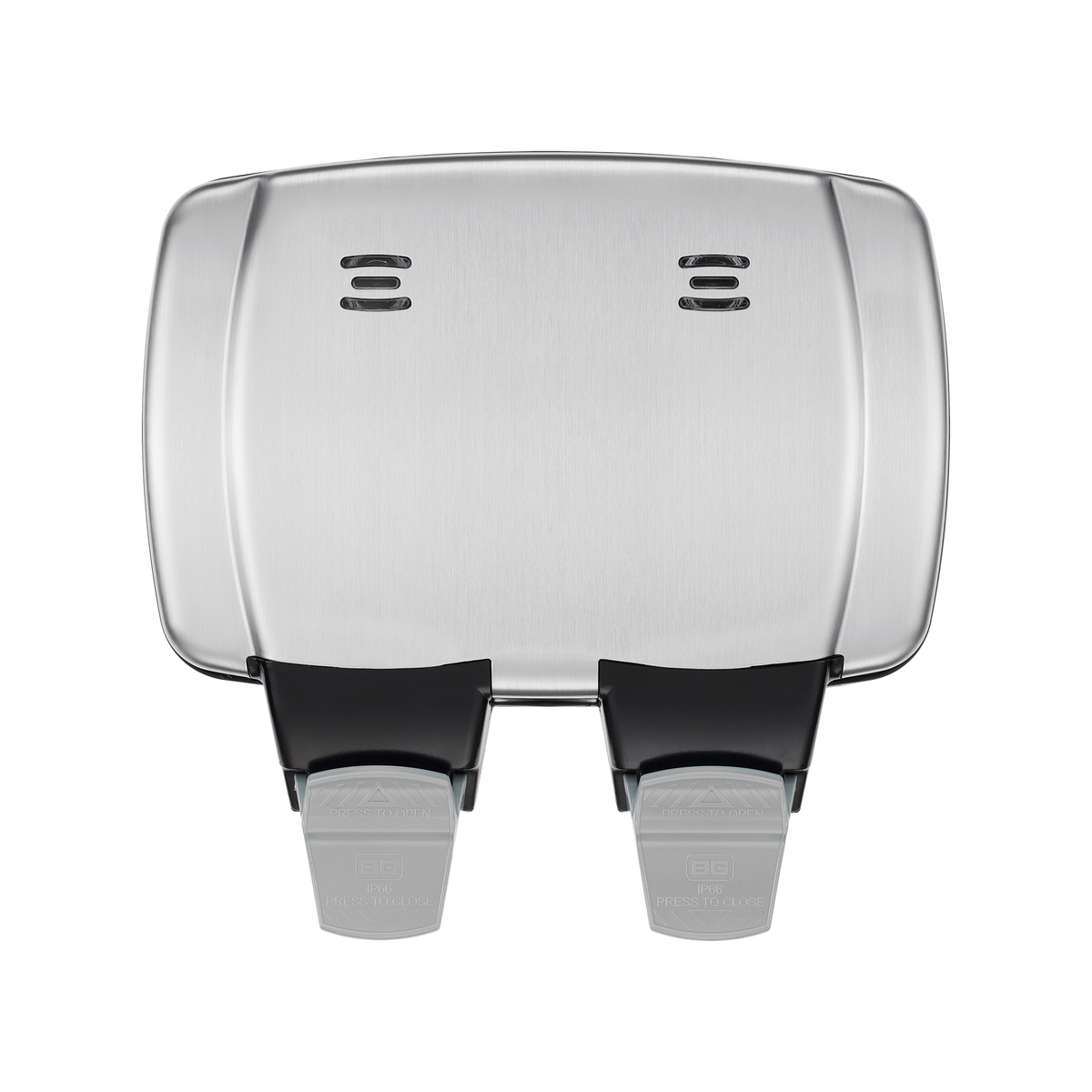 Outdoor Double Switched Socket 13A IP66 Double Pole – Brushed Steel – BG WPL22-01 front view
