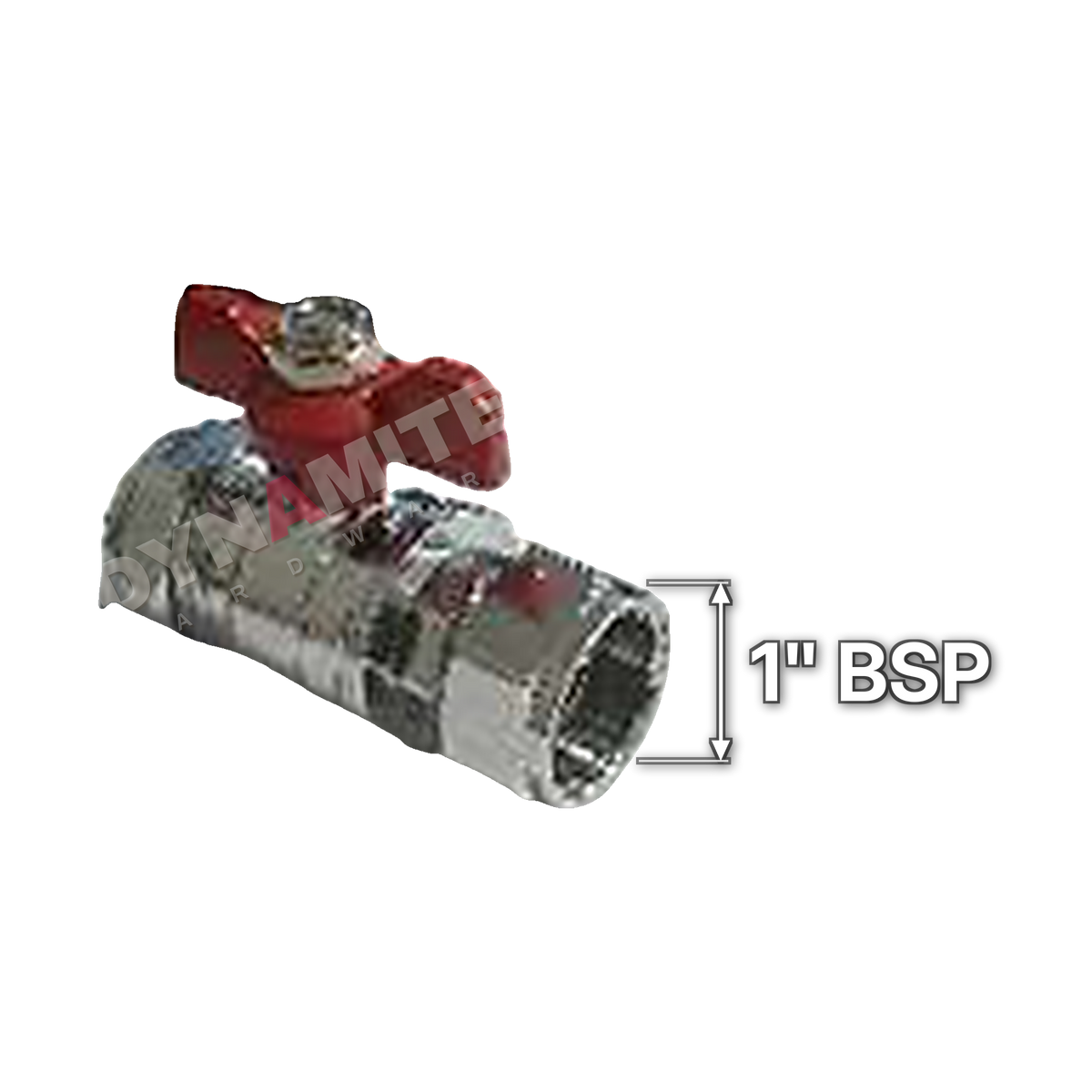 Butterfly Ball Valve - Female BSP Swivel x Compression, 1", size marked with a white arrow