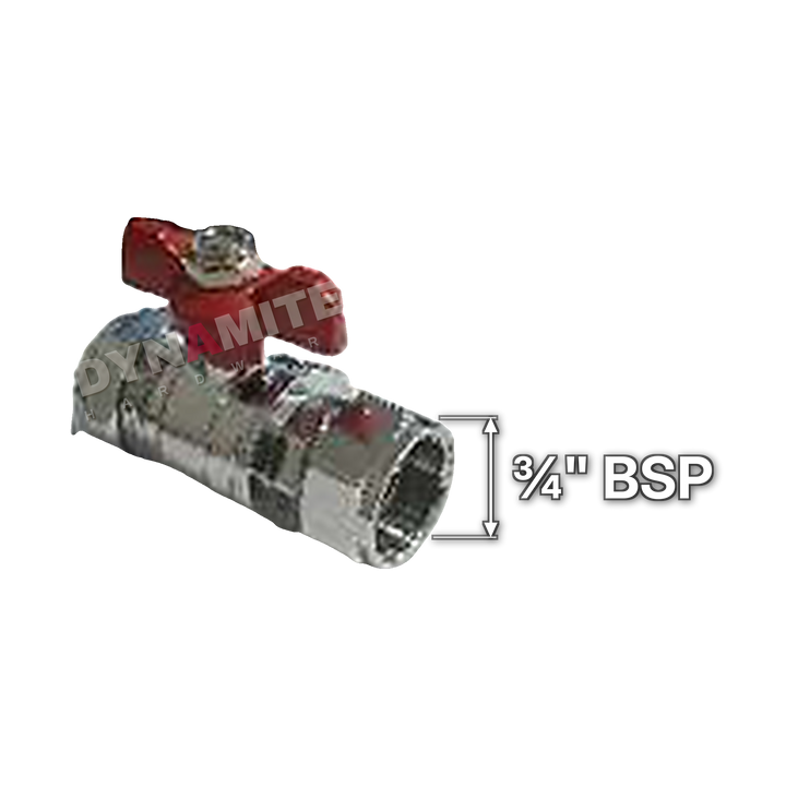 Butterfly Ball Valve - Female BSP Swivel x Compression, ¾", size marked with a white arrow