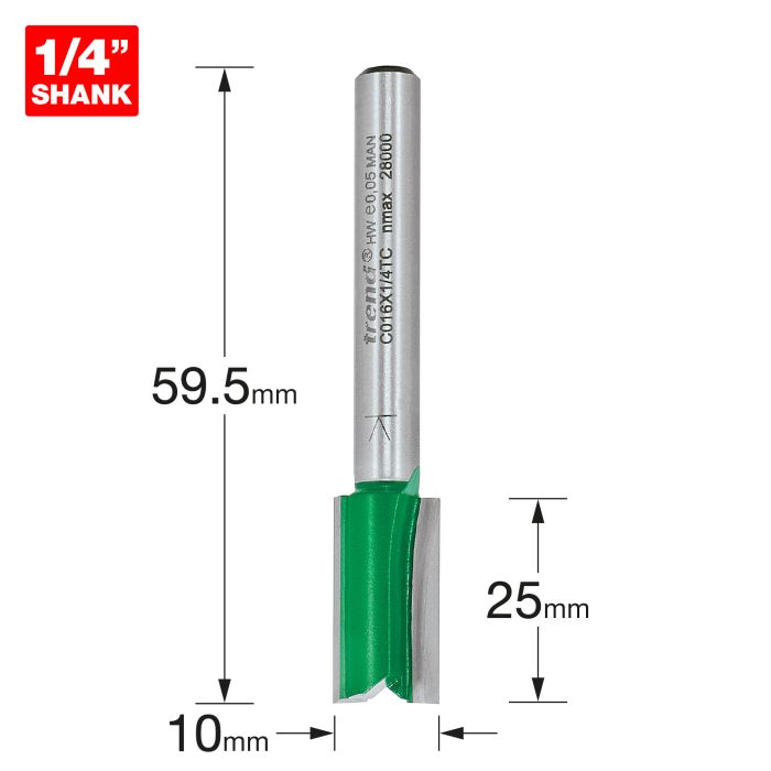 TREND - C016X1/4TC - Two flute cutter 10mm diameter