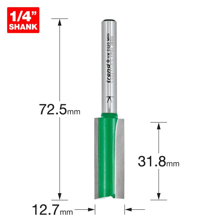 TREND - C022X1/4TC - Two Flute Cutter 12.7mm diameter