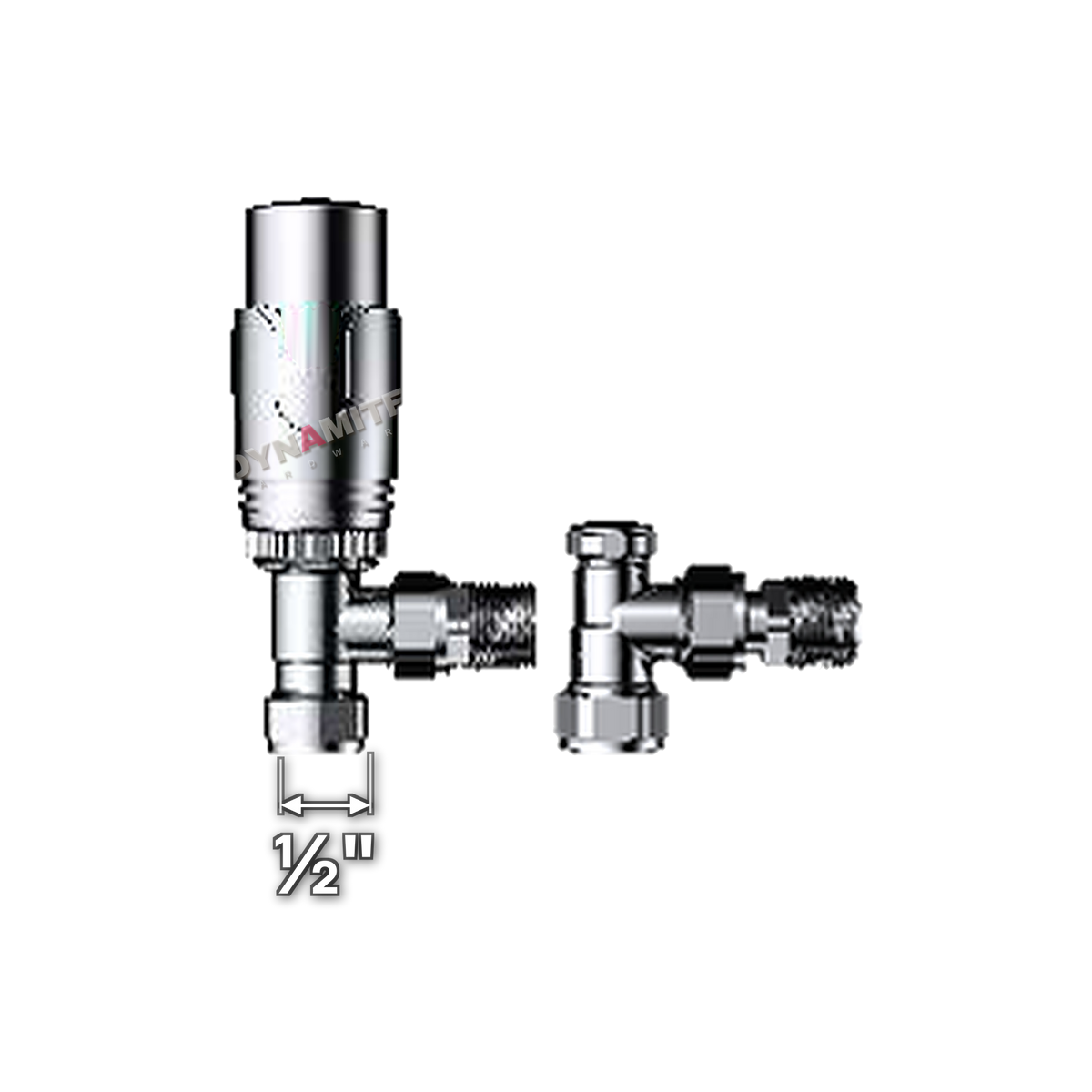 Chrome Thermostatic Towel Rail Valves - Pair ½" - Angled