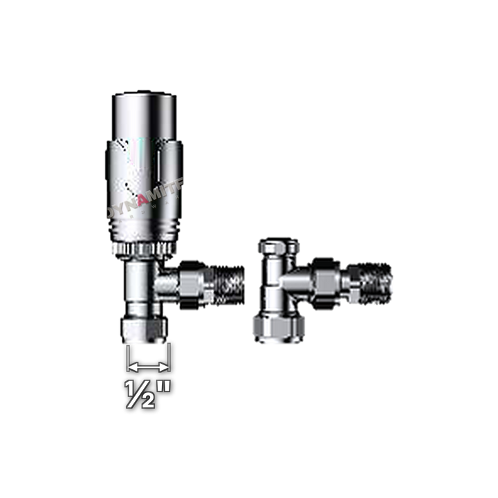 Chrome Thermostatic Towel Rail Valves - Pair ½" - Angled