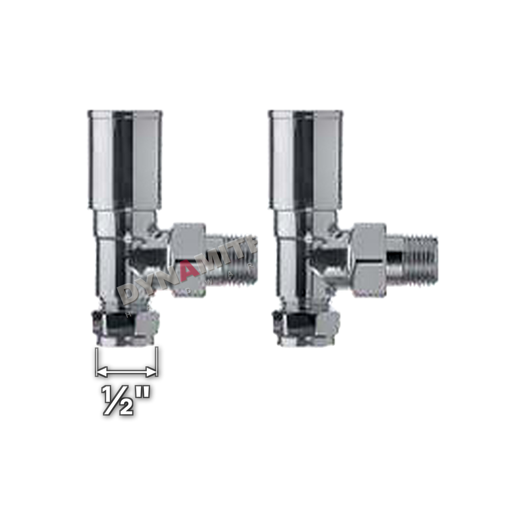 Chrome Towel Rail & Radiator Valves - Pair ½" - Angled