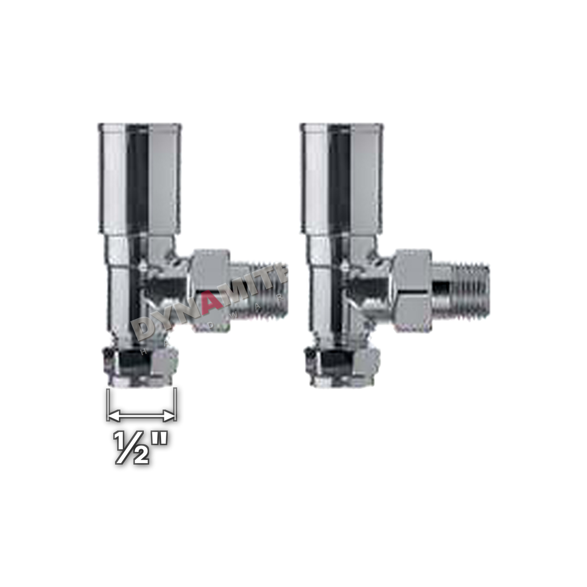 Chrome Towel Rail & Radiator Valves - Pair ½" - Angled