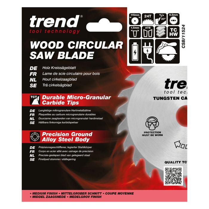 CSB/11524 - Trend Wood Circular Saw Blade 115mm x 9.5mm x 24T