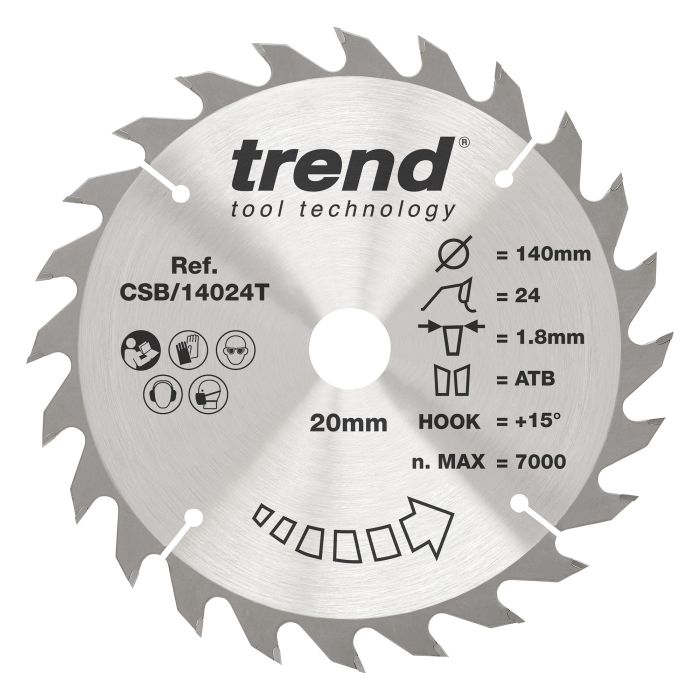 CSB/14024T - Trend Wood Cordless Circular Saw Blade 140mm x 20mm x 24T